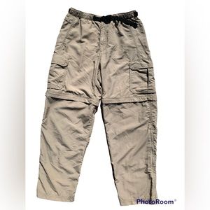 REI Convertible 100% Nylon Hiking Backpacking Cargo Pants Tan W: 32” L: 30”